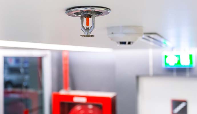 Ceiling fire sprinkler head and smoke detector