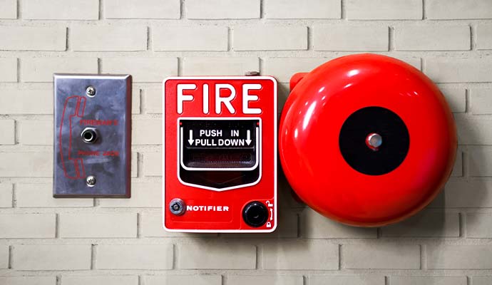 Commercial fire alarm pull station and bell